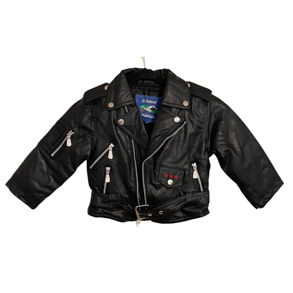 Outdoor Habitat Toddler Motorcycle Jacket with Eagle Size 3T Black New